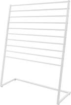 10 Tier Metal Scarf Organizer Holder, Freestanding Scarf Rack, Scarf Holder Organizer for Commercial Clothing Retail Store Towel Rack Ties Belt Pants Hanging (White, 47.24 * 15.75 * 57.09in)