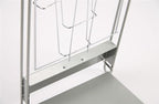 Displays2go Portable Literature Stand with 10 Pockets for 8.5x11 Magazines, Carrying Bag Included, 54" h Floor-Standing Magazine Rack with Tiered Design, Steel (Silver)