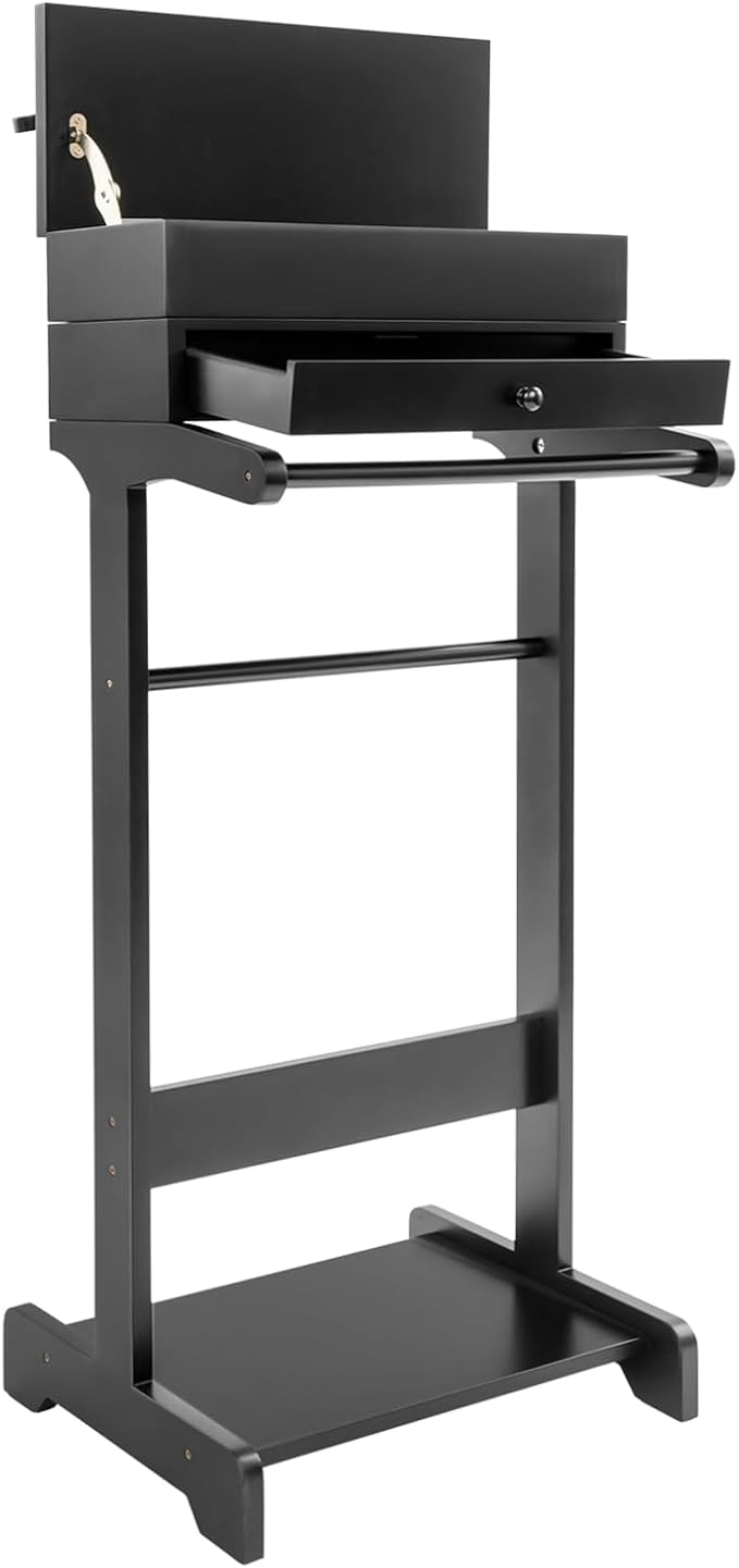 TFCFL Suit Valet Stand, Clothes Storage Shoe Organizer with Drawer, Suit Hanger Shoe Rack for Men and Women, for Entryway Office Living Room