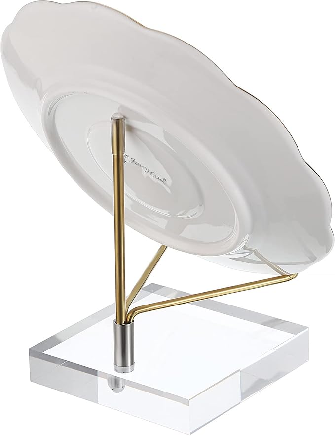 Hipiwe Clear Acrylic Display Stand Holder with Adjustable Metal Arms Display Easel Stands for Gemstones Fossils Minerals Agate Slabs Plates Crystals Saucers Collectibles, 3.1x3.1x4.5 inch