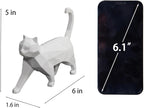 Cynkeyee Geometric Knick Knacks Cat Statue - Modern Resin Sculpture for Home Decor Minimalist Bookshelf Desk Figurine Small White Trinkets for Shelf Decor Office Decoration Accent 6x5x1.6 Inches