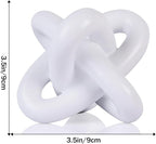 White knot sculpture, three-knot sculpture white home decor accent, suitable for rustic-style coffee table stands, living room TV cabinets, dining tables, entryway shelves, and small decorations.