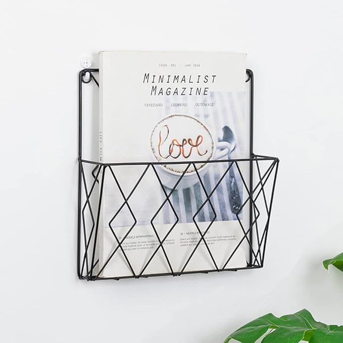Iron Wire Collection For Case Wall Mount File Holder Metal Magazine Organizer Holder Home School Dorm Organizer Supplies Wall Magazine Holder Rack Gold Metal Clear For Bathroom