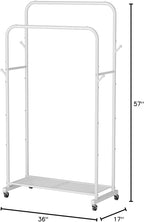 Clothes Garment Coat Rack Drying Clothing Racks Metal Freestanding for Hanging Clothes Portable Closet for Laundry Bedroom White