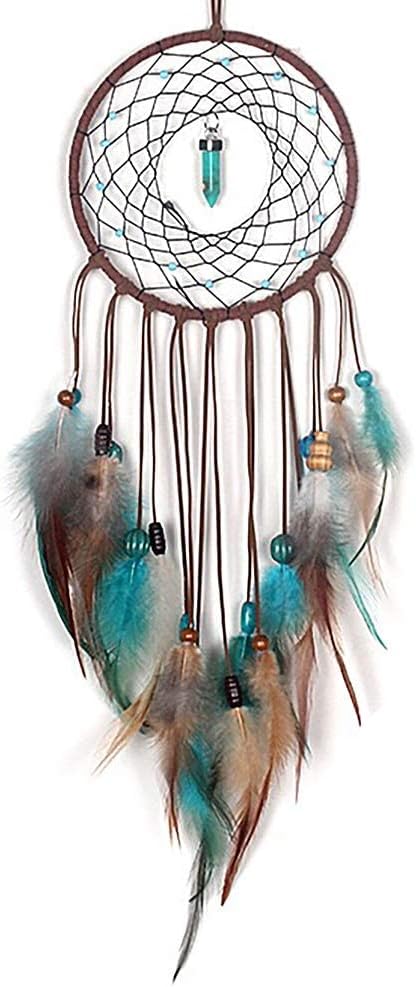 MOONFLY Dream Catcher Handmade Traditional Feather Dreamcatcher Hanging Home Wall Decoration Craft Ornament for Home, Bedroom, Kids, Native American Style Décor(Turquoise)