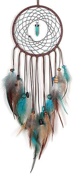 MOONFLY Dream Catcher Handmade Traditional Feather Dreamcatcher Hanging Home Wall Decoration Craft Ornament for Home, Bedroom, Kids, Native American Style Décor(Turquoise)