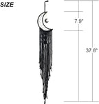 MOONFLY Black Moon Dream Catcher with Handmade Woven Cotton Macrame Wall Hanging Boho Home Decoration Ornament Craft Gift