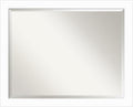 Amanti Art White Wall Mirror 25x31 Basic White Narrow Rectangle Bathroom Mirror for Wall Decor Living Room, Large Casual Wood Frame, Hangs Horizonally and Vertically, Bathroom Decor, Beveled Edge
