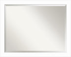 Amanti Art White Wall Mirror 25x31 Basic White Narrow Rectangle Bathroom Mirror for Wall Decor Living Room, Large Casual Wood Frame, Hangs Horizonally and Vertically, Bathroom Decor, Beveled Edge