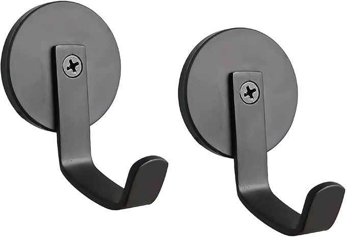 2PCS Magnetic Hooks 3mm Black Magnetic Wreath Hooks for Front Door Christmas Birthday New Year Indoors and Outdoors
