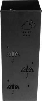 GLOGLOW Nan Metal Umbrella Stand, Carbon Steel, Stylish and Durable Umbrella Holder Bin for Entryway, Home, Office Spaces with 42x16x16cm Ornament (Black)