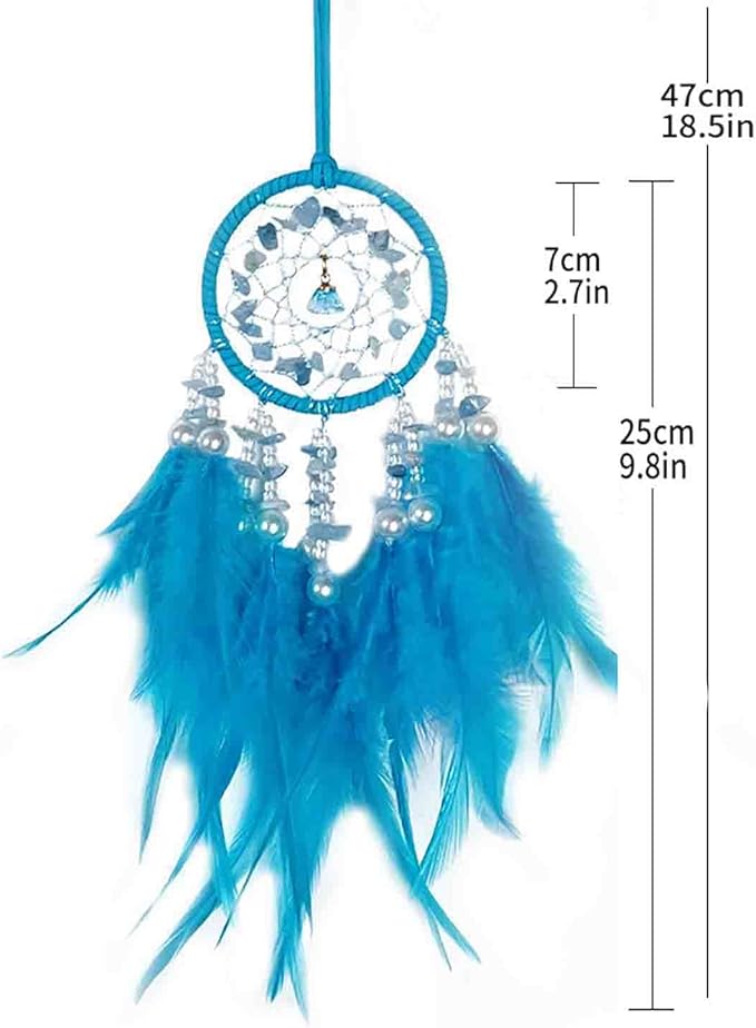 Dream Catcher for Car Rearview Mirror, Hanging Charm Ornament Pendant, Lucky Interior Accessory (Blue)