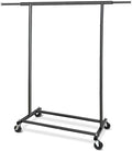 Fishat 59" H Simple Portable Standard Black Rolling Clothing Garment Rack, Metal Freestanding Hanging Clothes Organizer with Lockable Wheels for Mobile