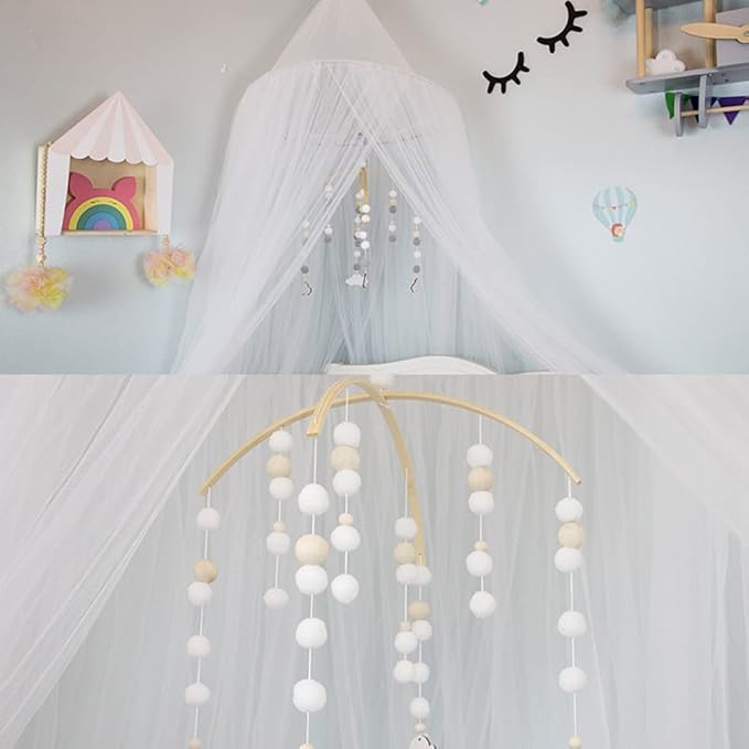 WAYUTO Neutral Handmade Felt Ball Ceiling Mobile - Pink Cloud Design