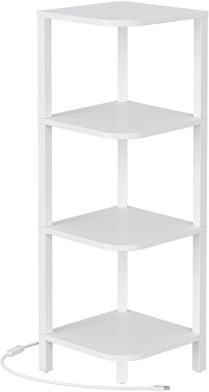 TUTOTAK Corner Shelf, 4-Tier Corner Bookshelf for Small Space, Narrow Display Corner Shelf Stand with Storage Rack, for Living Room, Bedroom, White BS08BW004L