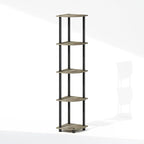 Furinno Turn-N-Tube Storage Shelves, 5-Tier Book Shelf, Corner Shelf, Toolless Open Shelves, for Organization and Storage, Living Room, Home Office, Hallway, Bedroom, French Oak