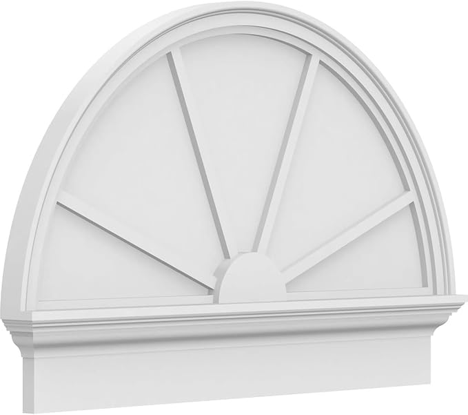 36"W x 24-3/4"H x 2-3/4"P Half Round 4 Spoke Architectural Grade PVC Combination Pediment