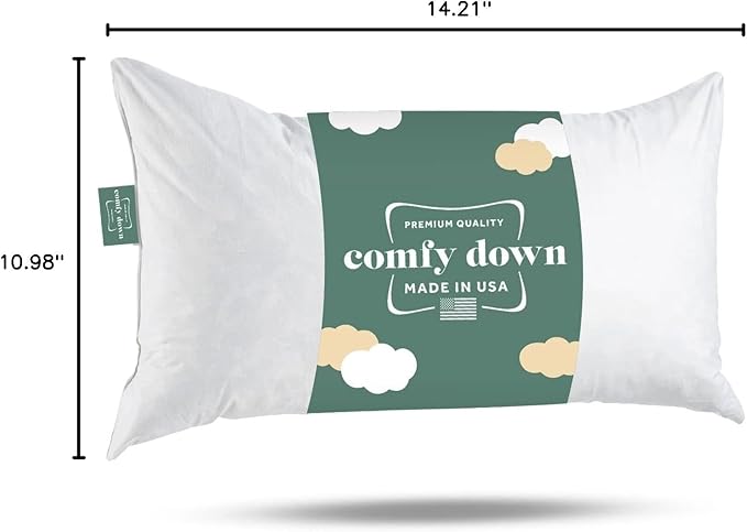 ComfyDown Decorative Throw Pillow Insert, Down and Feather Fill, 100% Cotton Cover, 233 Thread Count - Made in USA (12 X 24)