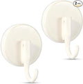 OUTXE Wreath Hanger for Front Door, Upgraded Suction Cup Reef Hook for Glass Window/Over Door, Christmas/Thanksgiving/Halloween/July 4th/Easter/Valentine/Spring/Summer/Fall (White, 2-Pack)