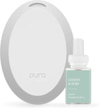 Pura Home Mini Fragrance Diffuser for Small Spaces Adjustable Smart Home Device with LED Light & Automatic Vial Detection - Includes 1 Scent Refill - Linens & Surf