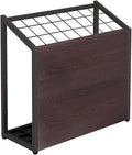 AKIRA Large Capacity Umbrella Stand for 24-Umbrellas Modern Brown Wood Grain & Black Metal Entryway Organizer Rack Holder for Office or Lobby, Model US-US-0625-BKDB