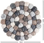 Round Felt Ball Coasters - 100% Merino Wool Table Coasters - Felt Coaster Pads, Absorbent Trivet for Drinks - Heat Resistant, Thick & Durable Hand Felted - Woolygon - Multicolor Set of 5 (Pebbles)