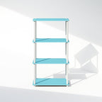 Furinno Turn-N-Tube Book Shelf, 4-Tier Bookshelf, Bookcase with Multipurpose Compact Display Rack, 11.6 x 23.6 x 43.2, for Living Room, Bedroom, Home Office, Light Blue/White