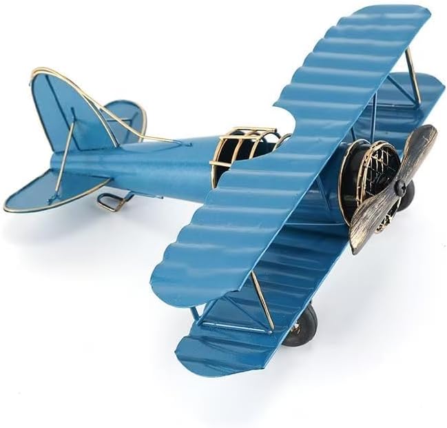 Jinglong Vintage Biplane Model Ornament Creative Metal Crafts Home Study Desktop Decoration Gift (Yellow)