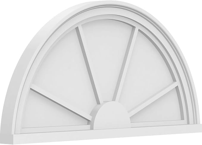 Ekena Millwork 30"W x 15"H x 2"P Half Round 4 Spoke Architectural Grade PVC Pediment