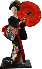 Earlyred 12 Inch Japanese Geisha Kimono Doll 30cm Asian Kimono Doll Collectible Figurine Decoration Gift Red