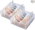 HSLFUAI Bra Organizer for Drawer, 2 Pack Bras Storage Organizer with Compartments, Drawer Organizer for Bras (White-6S-2PCS)