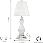 MOMENTS IN TIME Table Lamp Glitter Spinning Water Globe LED USB Battery Powered Lighted Snow Globe Lamp Elegant Shade Decorative Accent for Home Bedroom Living Room 17.5”H