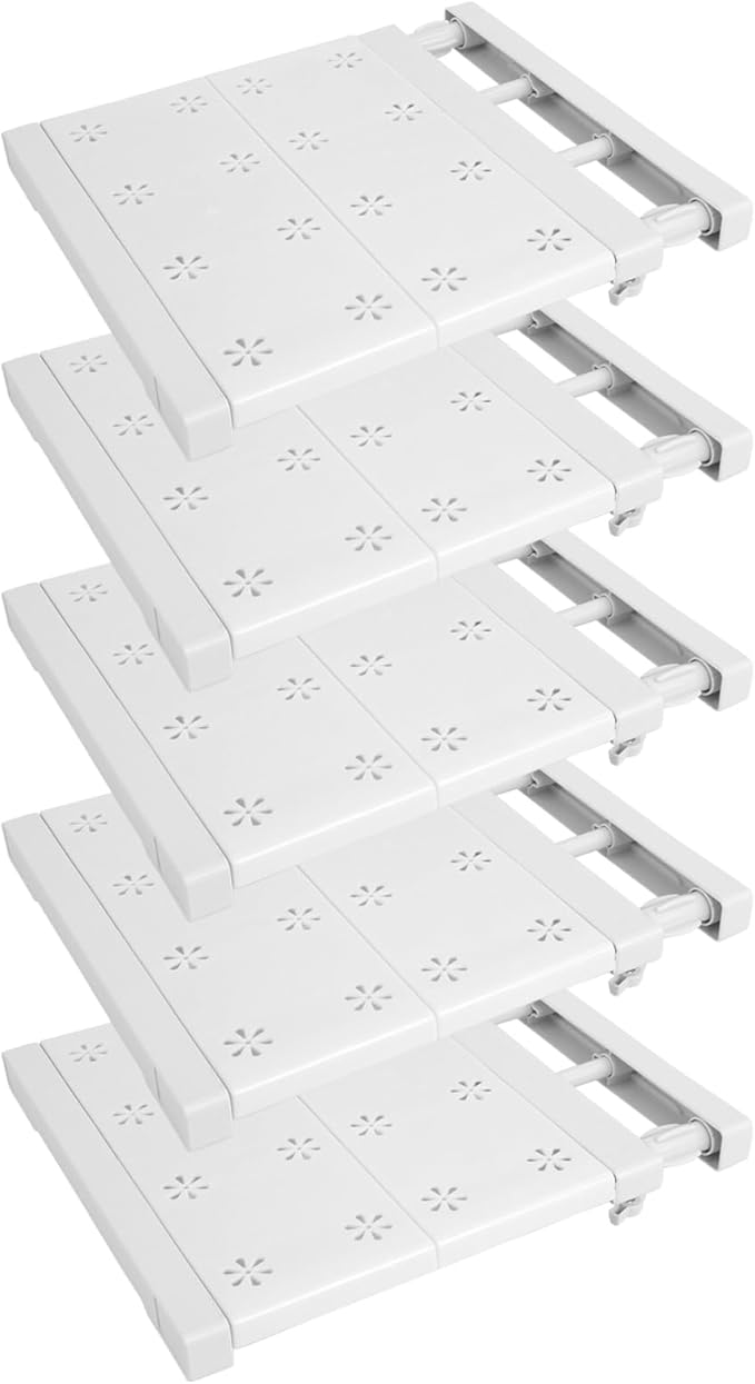 5 Pcs Closet Tension Shelf Rod Expandable Adjustable 10.83-18.3 inch Shelf Locker, Wardrobe Storage Organizer, Cabinet Layered Divider Separator, for Cabinet Kitchen Bathroom