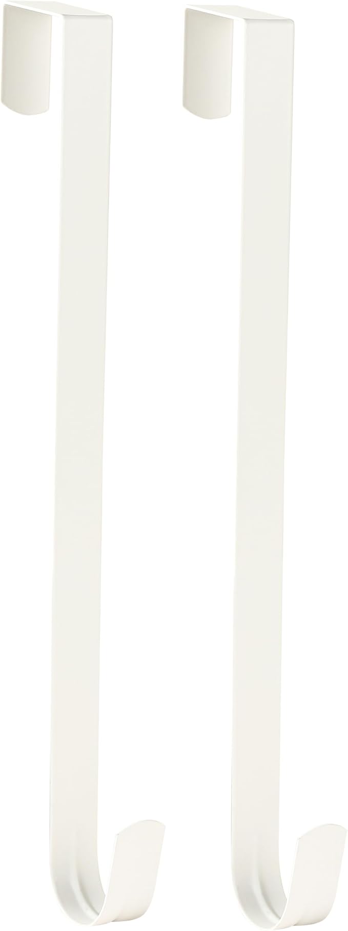 Wreath Hanger for Front Door, Slim Over The Door Hook, Easy to Use and Reusable Holiday Wreath Holder for Christmas, Thanksgiving, Halloween and Daily Décor (15" White, 2)