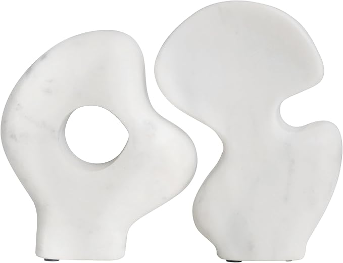Decorative Abstract Marble Sculptures, Set of 2 Styles, White