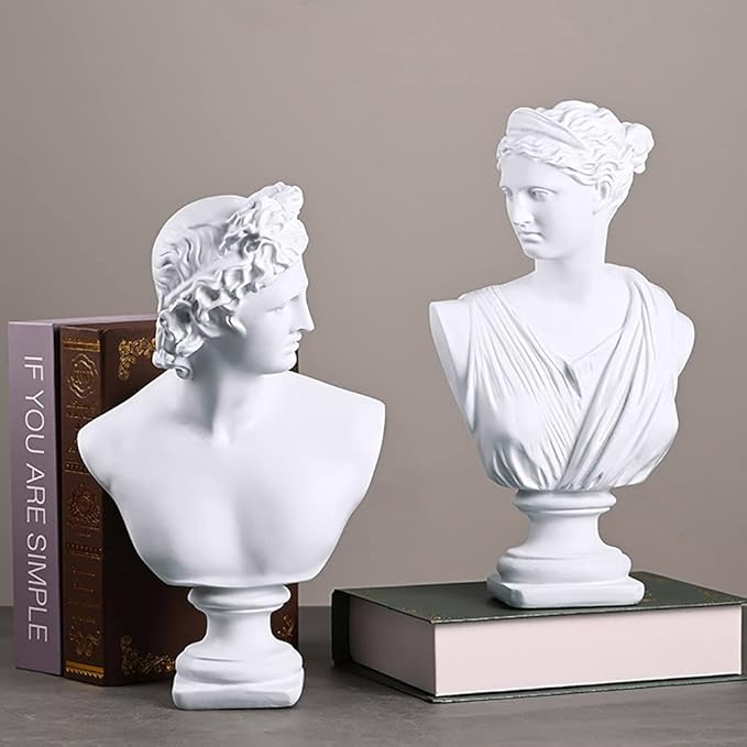 11.8 Inch Classic Greek White Athena Woman Bust Statue, Large Resin Roman Goddess Anna Sculpture for Home Décor