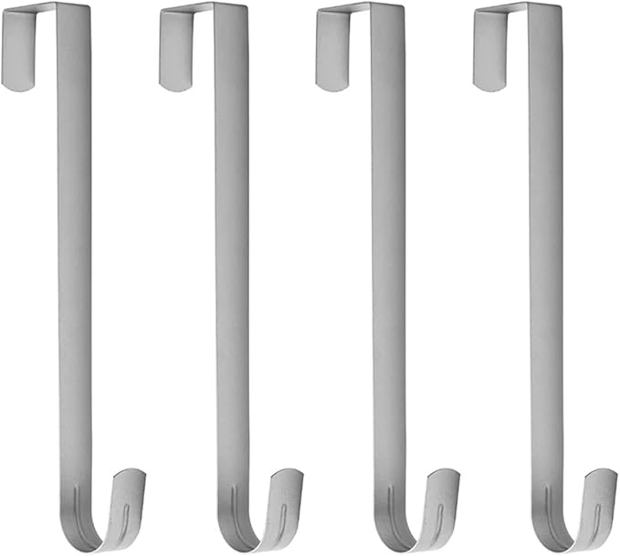 Sattiyrch 12" Wreath Hanger for Front Door,Steel Over The Door Hanger Hook,Wreath Door Hanger (Silver,4)