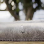 Faux Rabbit Fur Washable Rugs for Bedroom Light Grey Fluffy Rug for Living Room Non Slip Faux Fur Rug for Hallway 2x6 Shaped Rugs