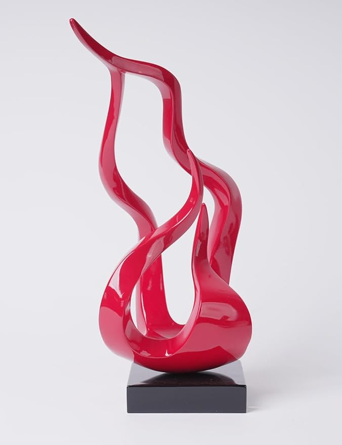 Abstract Sculpture Decor Modern Art Gift Holy Flame Figurine Statue for Bookshelf Table Desktop Office Red 16.5 Inch