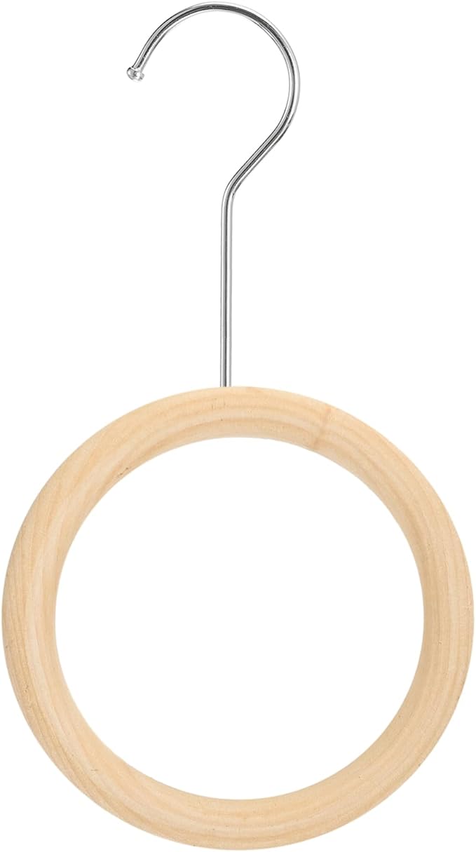 uxcell 4.7 Inch Scarf Ring Hanger, Scarf Organizer Holder Wooden Circle Rings Hanging Hook for Belt Tie Scarf, 15cm Length Hook (Silver)