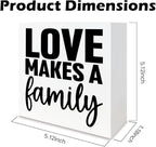 Motivational Home Decorate, Love Makes a Family, Rustic Farmhouse Wall Sign, Wedding Gift, Christian Quotes Decor, Living Room Decor, Family Wall Decoration, Home Desk Decorate, 5.1x5.1inches