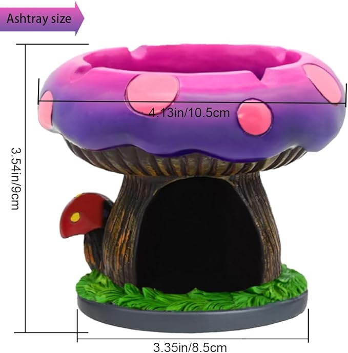 Colonial Tin Works Cute Mushroom House Ashtrays with Storage - Ashtrays for Weed Smokers and Bong Users with Smoking Accessories Collection and Home Office Ornament Gifts