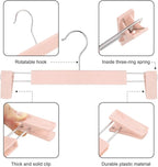 Clothes Pants Hangers, Space-Saving Skirt Holders with 360 ° Swivel Hooks, Adjustable Clips, Trouser Hangers, Clothes Coat Garment Jeans Hangers (20 Pack, Pink)