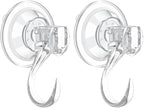2 pack Suction Cup Wreath Hanger ，Large Clear Vacuum Heavy-Duty Reusable Wreath Hooks，use for Windows Tiles Glass Smooth Doors Mirrors to Hang Bags Coats Umbrellas kitchenware and Christmas Wreaths