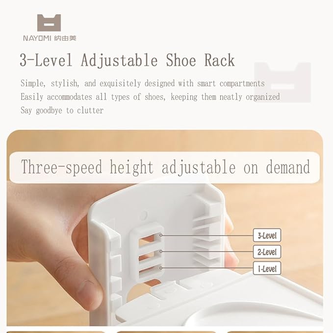 Shoe Slots Organizer 10 Pack - Shoe Stackers, Space Savers 50%, 3 Levels Adjustable, Double Layer Holders for Closet, Space Saver for Entryway,White