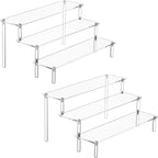 HENABLE 2PCS Large Acrylic Display Risers, Perfume Stand Organizer, Clear Acrylic Shelf Risers for Display Stands for Food, Tabletop Use, Amiibo Funko POP Figure, 3 Tier Clear Cupcake Stand Risers