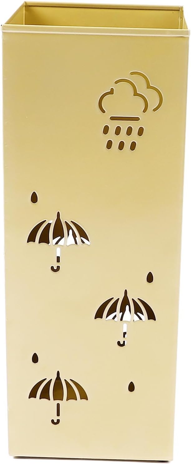 GLOGLOW Nan Metal Umbrella Stand, Carbon Steel, Stylish and Durable Umbrella Holder Bin for Entryway, Home, Office Spaces with 42x16x16cm Ornament (Gold)
