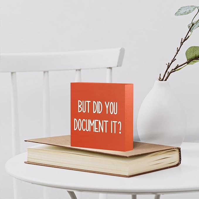 Halloween Office Desk Decorations - But Did You Document Sign, Work Gifts for Accountant HR Boss Employee Coworker, Cubicle Shelf Table Decor
