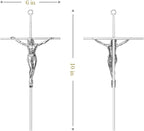 KUXBET Crucifix Wall Cross, Metal Wall Hanging Cross,10inch Silver Jesus Crucifix Home Décor, Gift for Family