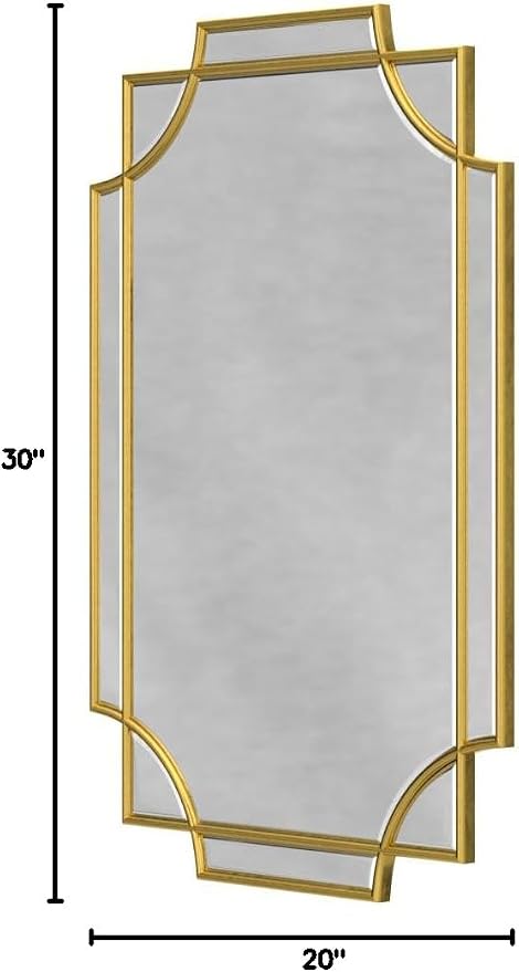 Kelly Miller 20"x30" Small Gold Bathroom Mirror for Wall Mount, Beveled Vanity Mirror for Master Bath Half Bath